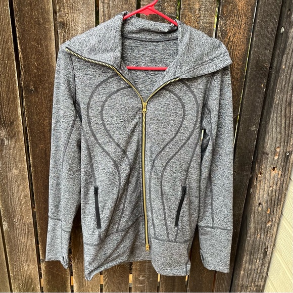 Lululemon Wm’s Stride Hoodie Long Jacket II In Heathered Black & Gray Sz 6 - Picture 8 of 15